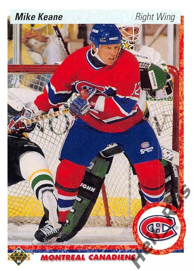 Хоккей. Карточка Mike Keane/Майк Кин Montreal Canadiens/Монреаль НХЛ/NHL 1990/91