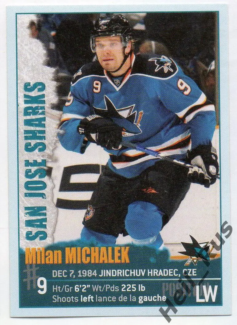 Наклейка Milan Michalek/Милан Михалек (San Jose Sharks/Сан-Хосе Шаркс) НХЛ/NHL