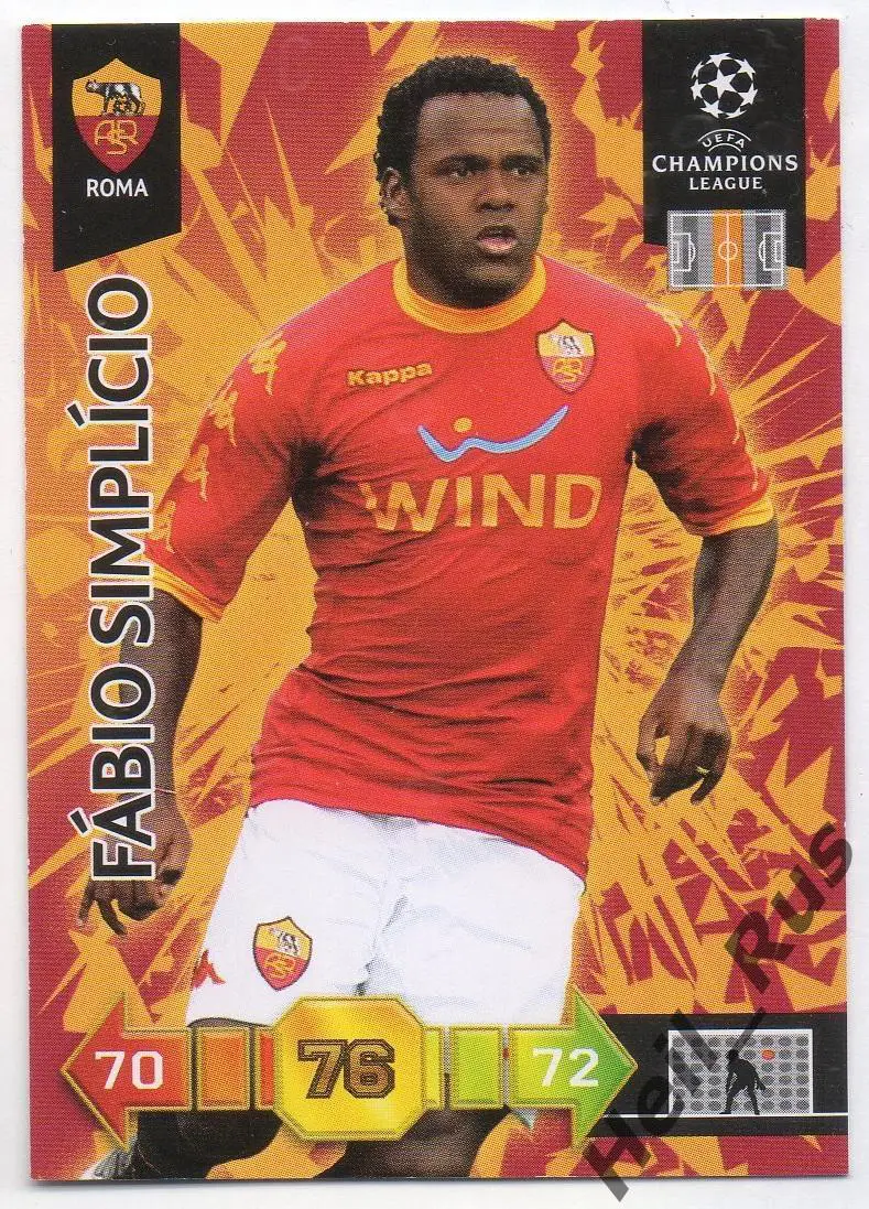 Футбол Карточка Фабио Симплисио Рома/Парма/Палермо Лига Чемпионов 2010-11 Panini