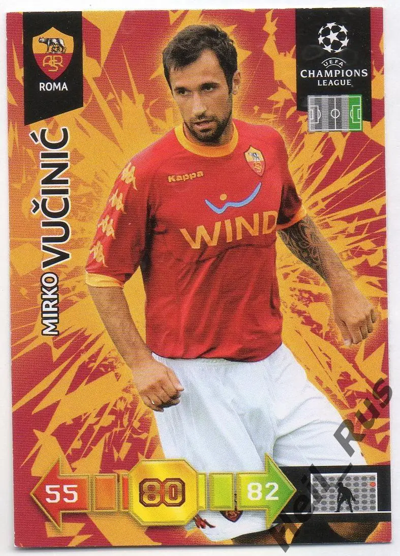 Футбол Карточка Mirko Vucinic/Мирко Вучинич Рома, Ювентус Лига Чемпионов 2010-11