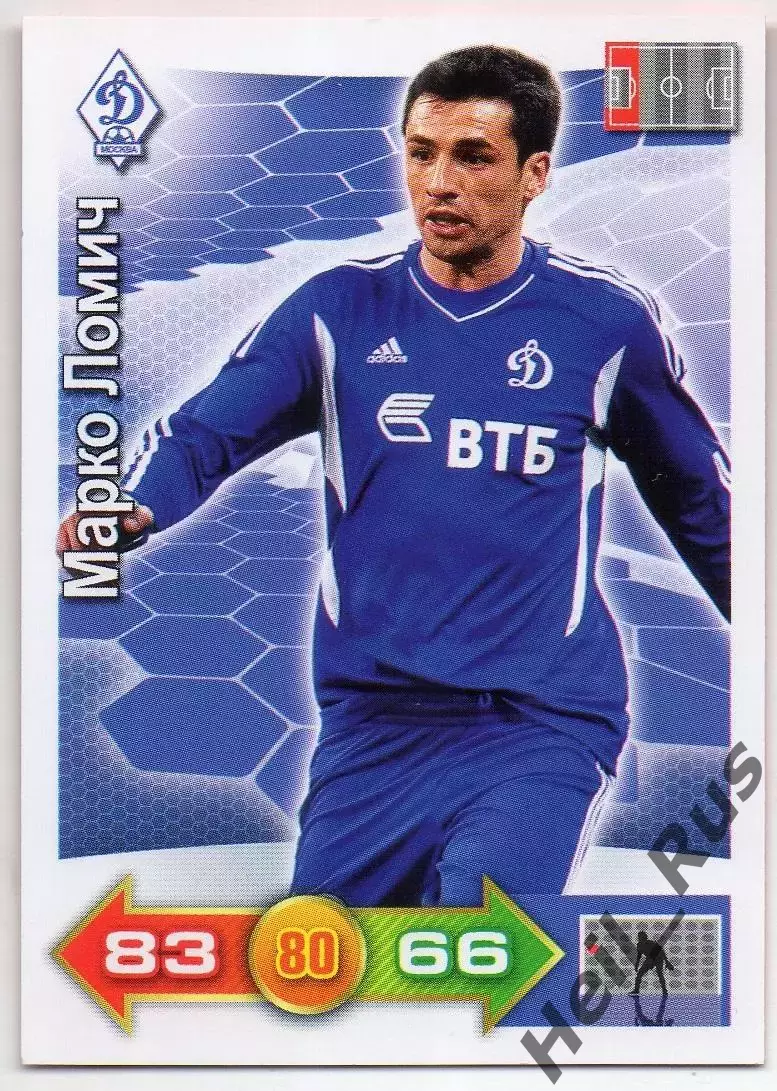 Футбол Карточка Марко Ломич Динамо Москва, Мордовия Партизан Panini РФПЛ 2011-12