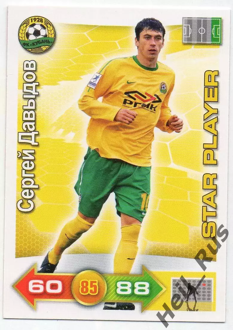 Карточка Сергей Давыдов Кубань Краснодар, Торпедо Москва/Рубин/КАМАЗ Panini РФПЛ