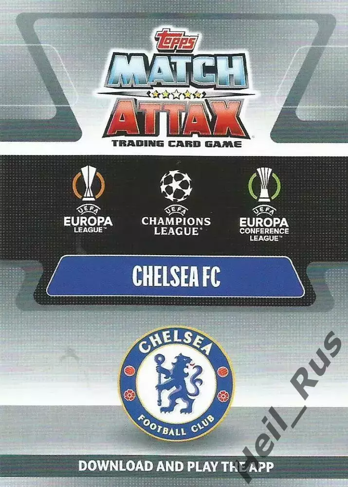 Футбол. Карточка Логотип/Эмблема Chelsea FC/Челси Лига Чемпионов 2021-22 TOPPS 1