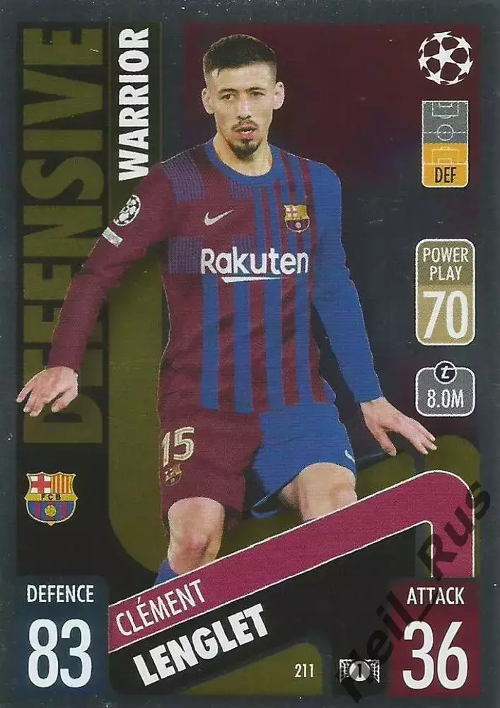 Карточка Клеман Лангле Барселона, Севилья/Атлетико Мадрид Лига Чемпионов 2021-22