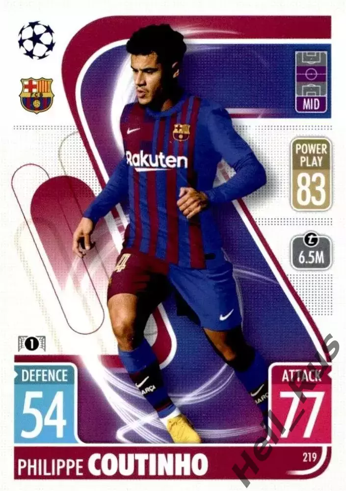 Карточка Филипе Коутиньо (Барселона, Ливерпуль, Бавария) Лига Чемпионов 2021-22