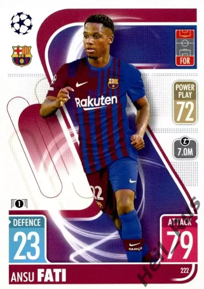 Футбол. Карточка Ansu Fati / Ансу Фати (Барселона) Лига Чемпионов 2021-22 TOPPS