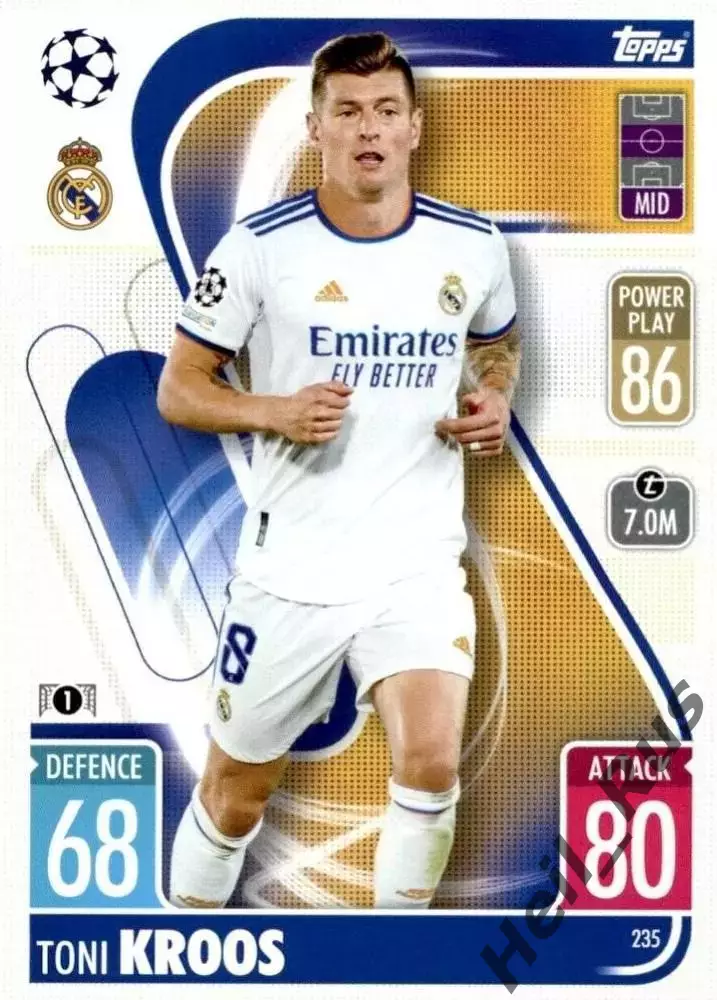 Футбол. Карточка Тони Кроос (Реал Мадрид, Бавария) Лига Чемпионов 2021-22 TOPPS