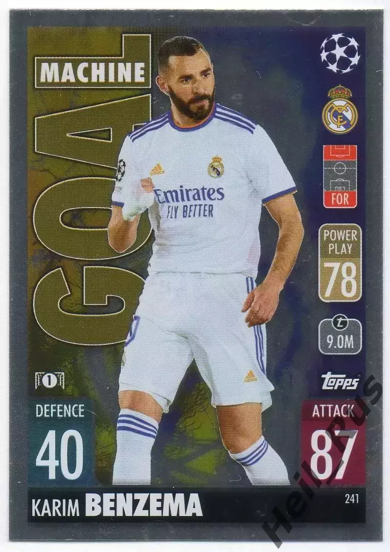 Футбол. Карточка Karim Benzema/Карим Бензема Реал Мадрид Лига Чемпионов 2021-22