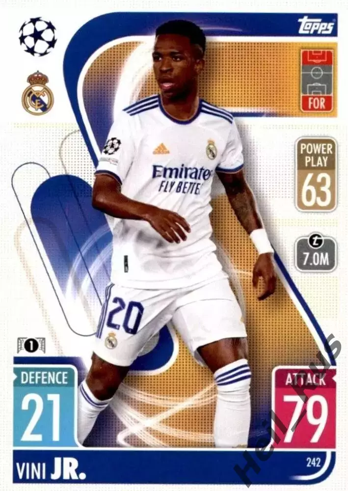 Футбол. Карточка Винисиус Жуниор (Реал Мадрид, Фламенго) Лига Чемпионов 2021-22