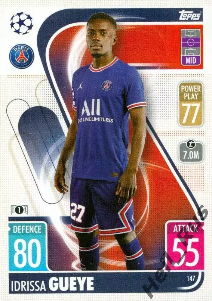 Карточка Идрисса Гейе Пари Сен-Жермен/Эвертон/Астон Вилла Лига Чемпионов 2021-22