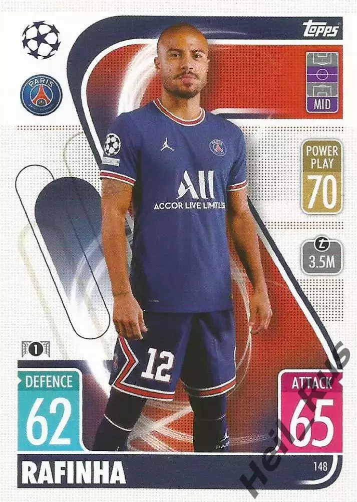 Карточка Рафинья Алькантара Пари Сен-Жермен/ПСЖ Барселона Лига Чемпионов 2021-22