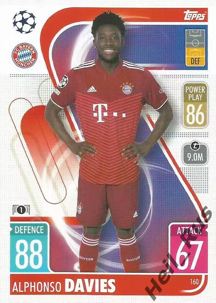 Карточка Alphonso Davies/Альфонсо Дэвис (Бавария Мюнхен) Лига Чемпионов 2021/22