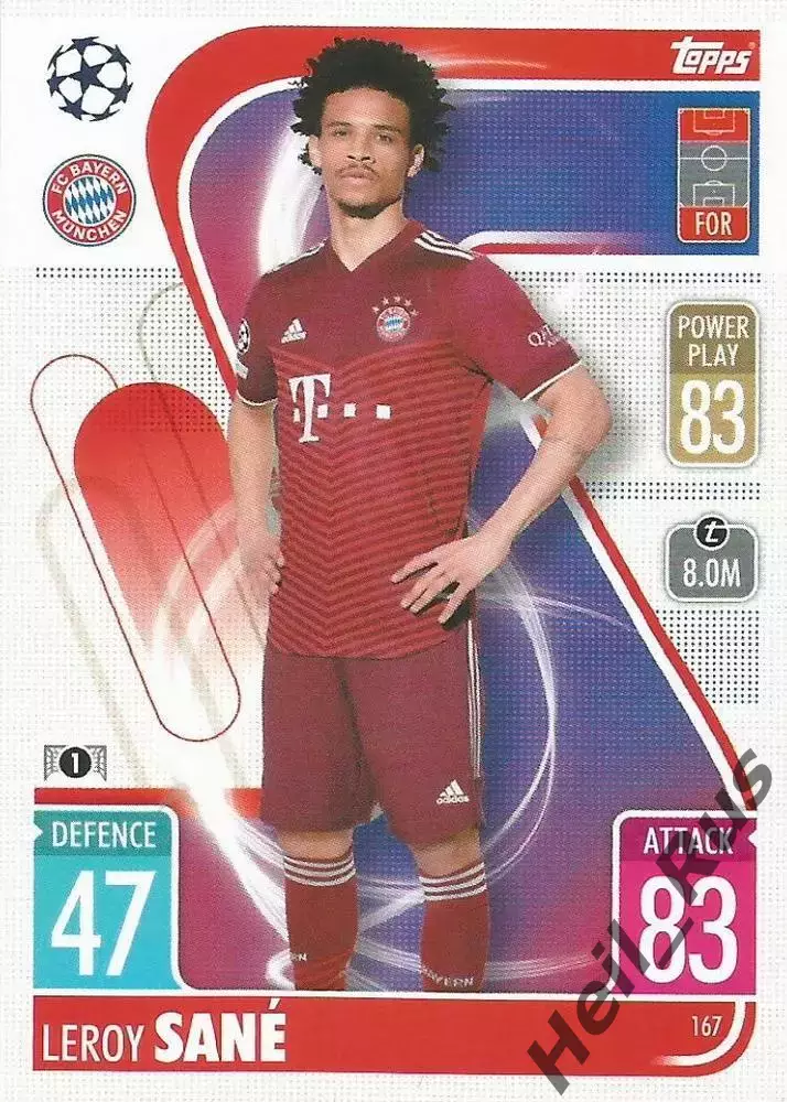 Карточка Лерой Сане (Бавария, Манчестер Сити, Шальке 04) Лига Чемпионов 2021-22