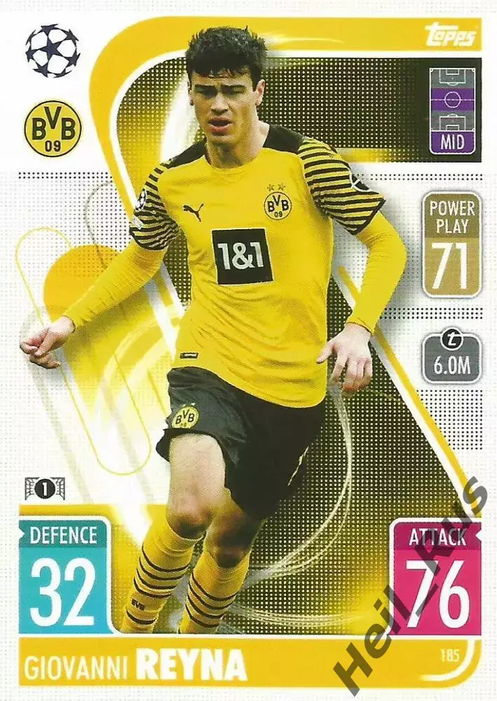 Футбол. Карточка Джованни Рейна (Боруссия Дортмунд) Лига Чемпионов 2021/22 TOPPS
