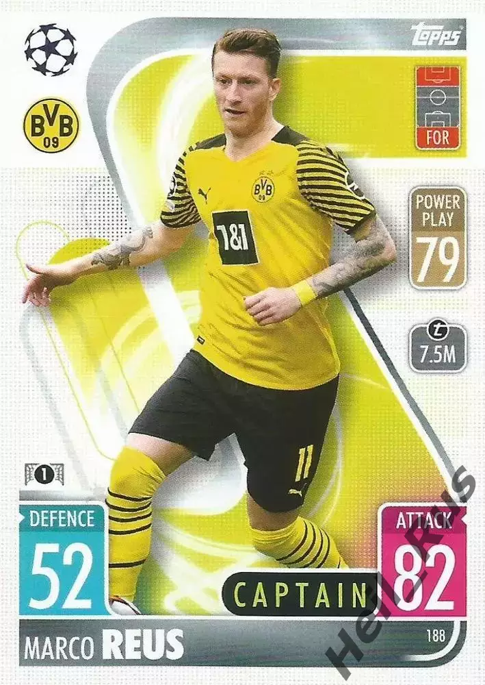 Карточка Марко Ройс Боруссия Дортмунд/Менхенгладбах Лига Чемпионов 2021-22 TOPPS