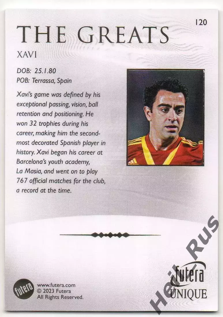 Футбол. Карточка The Greats Xavi/Хави Эрнандес (Испания, Барселона) Futera 2024 1
