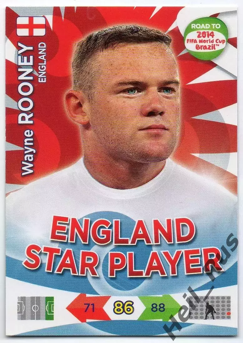 Футбол. Карточка Уэйн Руни Англия, Манчестер Юнайтед/Эвертон Чемпионат Мира 2014