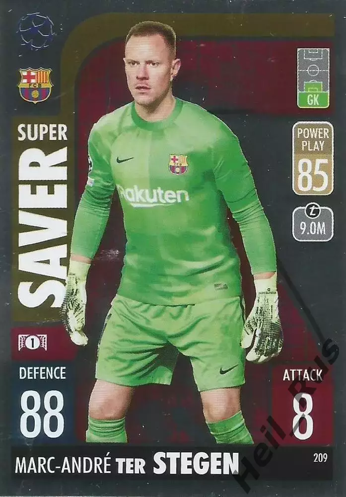 Футбол. Карточка Марк-Андре тер Штеген (Барселона) Лига Чемпионов 2021-22 TOPPS