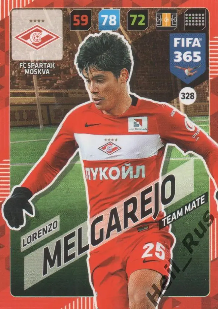 Футбол. Карточка Лоренсо Мельгарехо (Спартак Москва, Кубань) Panini 2017-18