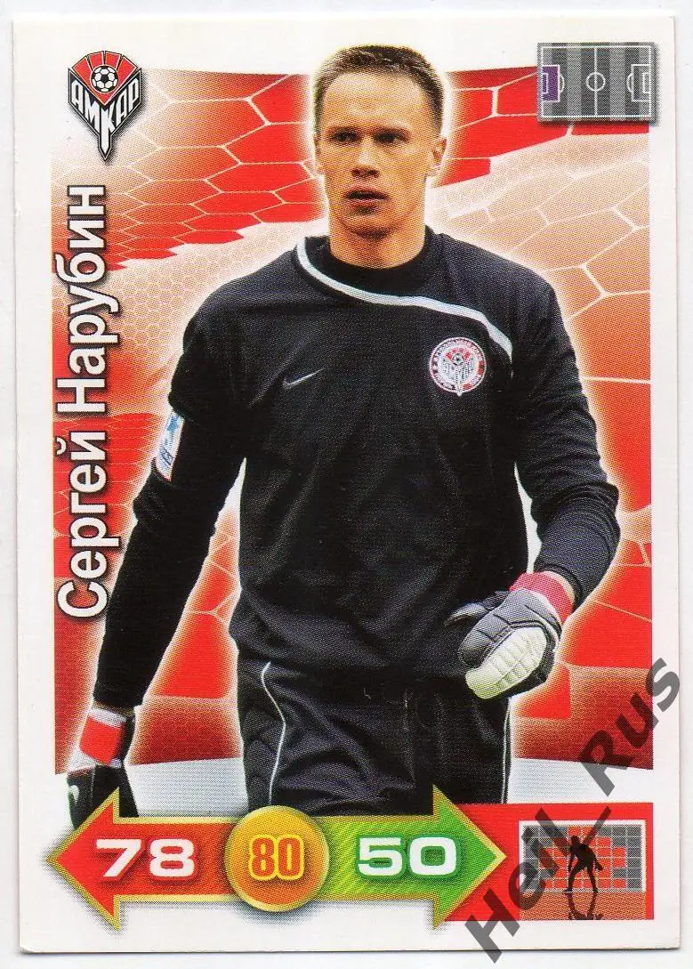 Футбол. Карточка Сергей Нарубин (Амкар Пермь, Тосно, Уфа, Динамо Москва) Panini
