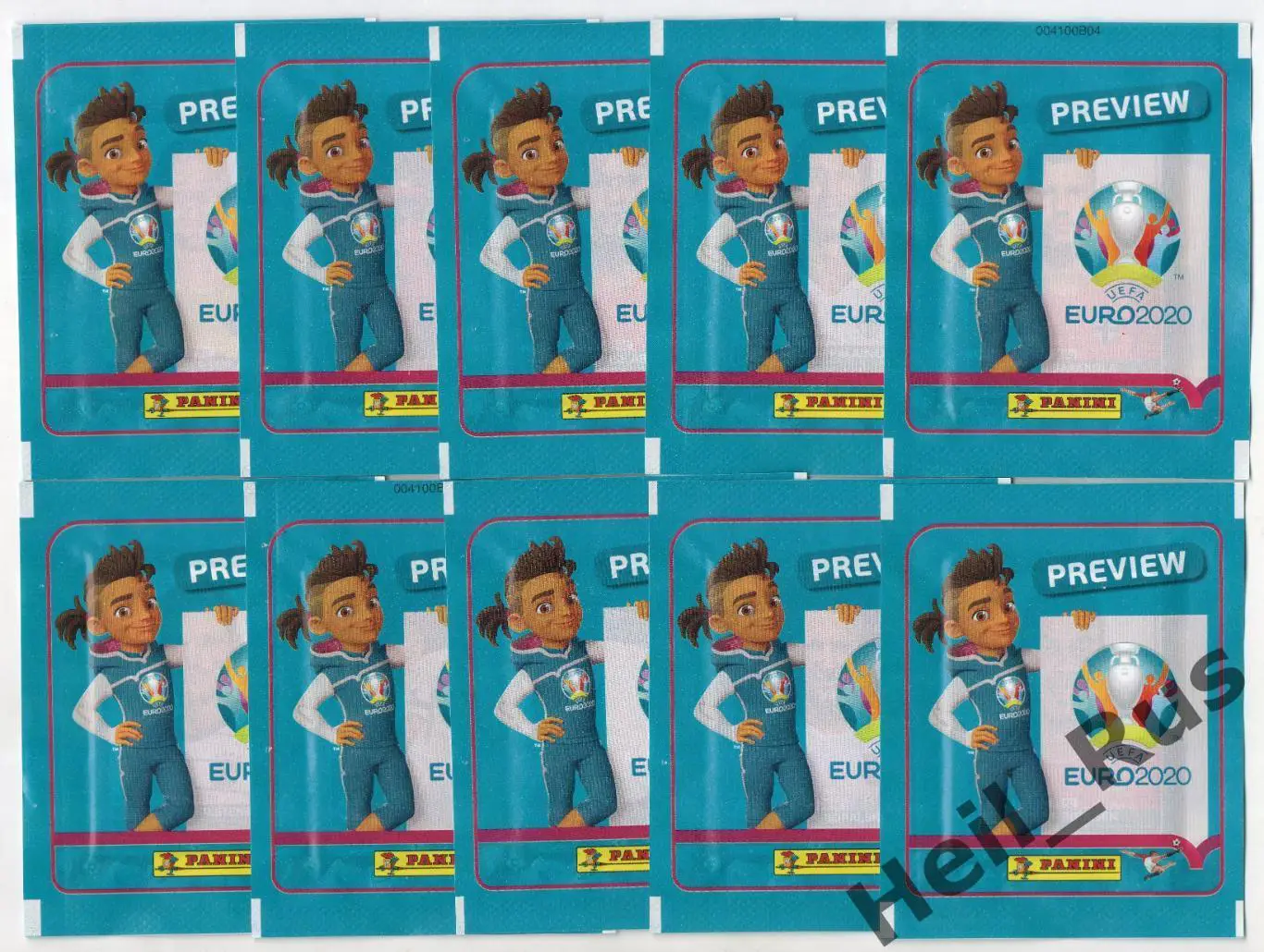 Футбол; 10 запечатанных пакетиков с наклейками PANINI Чемпионат Европы/EURO 2020