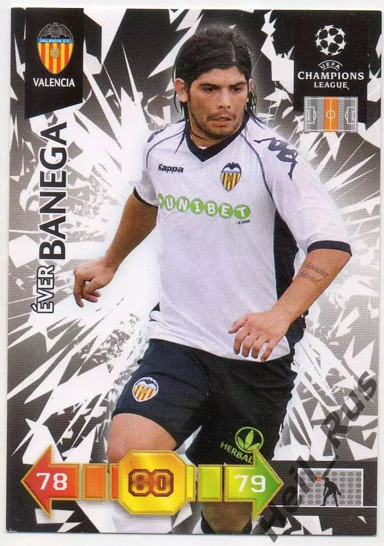 Карточка Эвер Банега Валенсия, Севилья/Интер/Бока Хуниорс Лига Чемпионов 2010-11