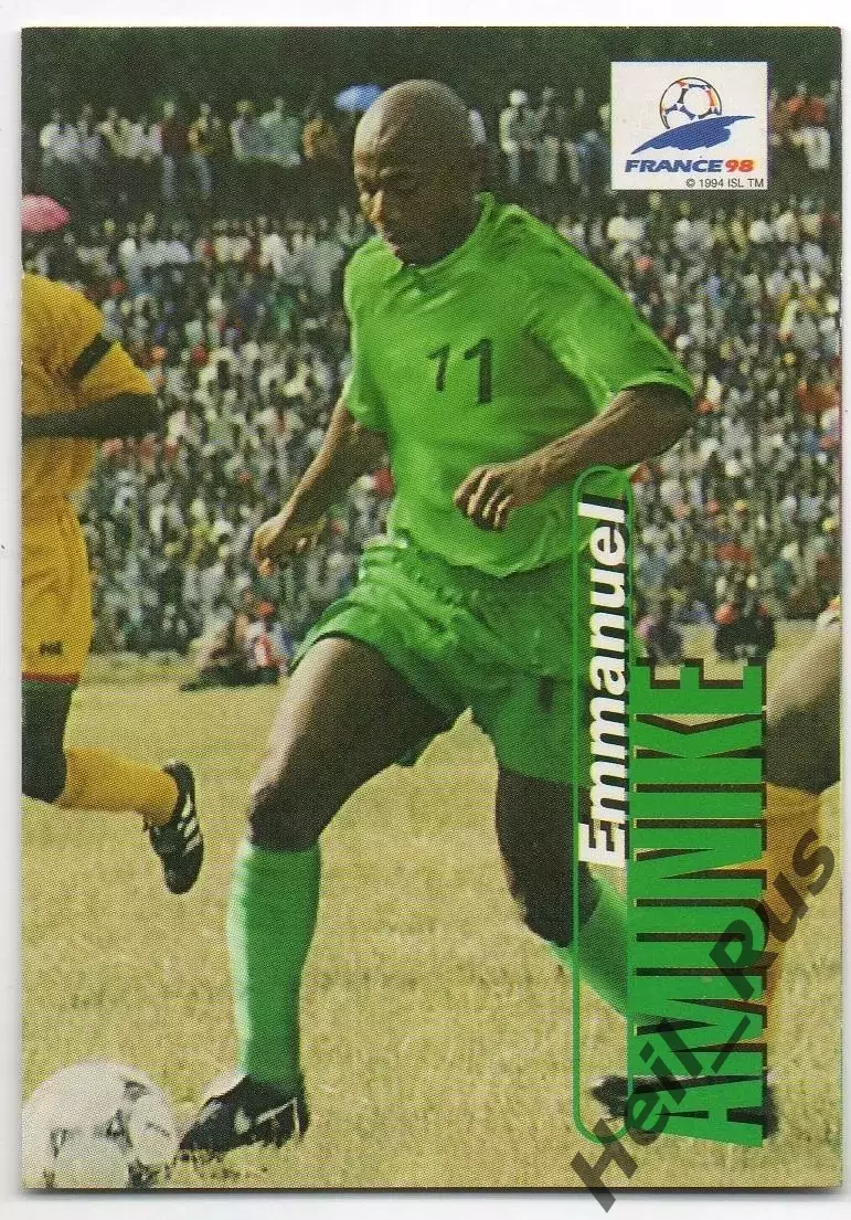 Карточка Эммануэль Амунеке (Нигерия, Барселона, Альбасете) Чемпионат Мира 1998