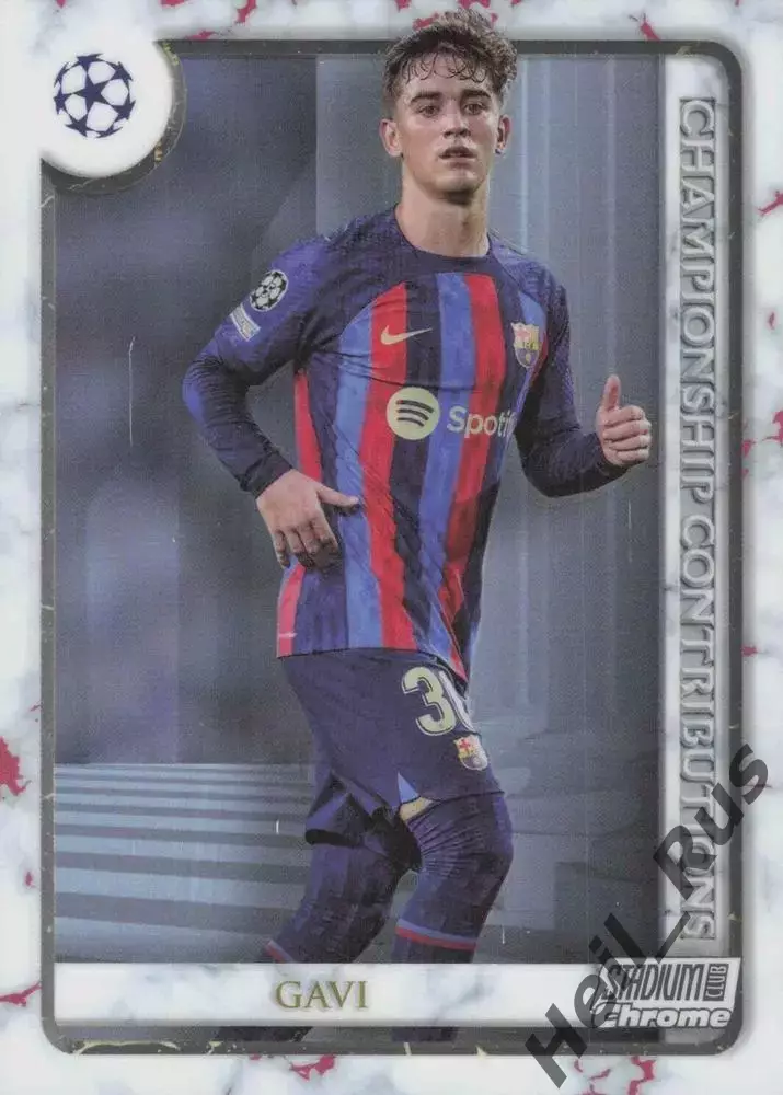 Футбол. Карточка Gavi/Гави (FC Barcelona/Барселона) Лига Чемпионов 2022/23 TOPPS