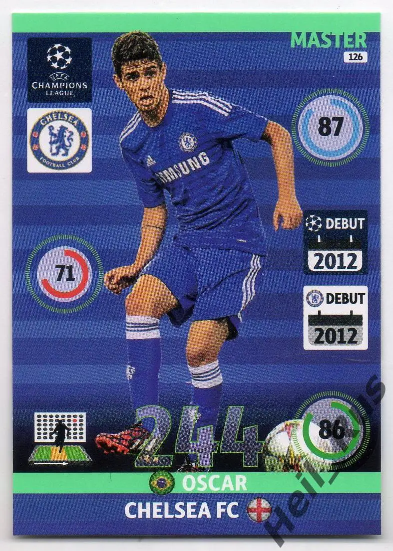 Футбол. Карточка Oscar / Оскар (Челси) Лига Чемпионов 2014-15 Panini/Панини