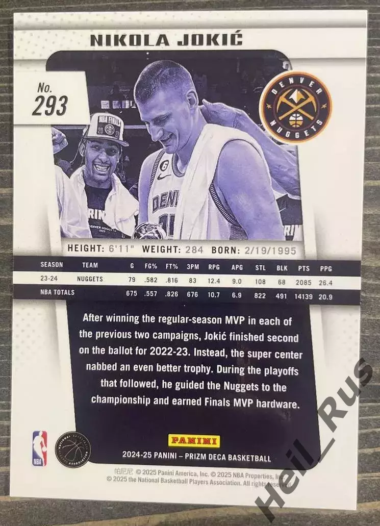 Баскетбол. Карточка Nikola Jokic/Никола Йокич (Denver/Денвер Наггетс) NBA/НБА 1