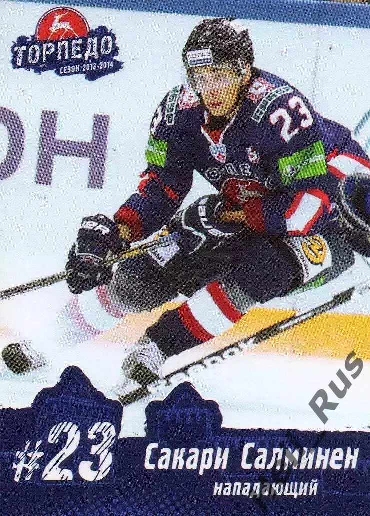 Хоккей. Карточка Сакари Салминен (Торпедо Нижний Новгород) КХЛ/KHL сезон 2013/14