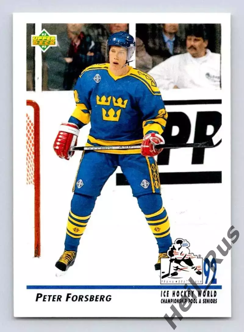 Хоккей. Карточка Peter Forsberg/Петер Форсберг (Sweden/Швеция) 1992-1993 НХЛ/NHL