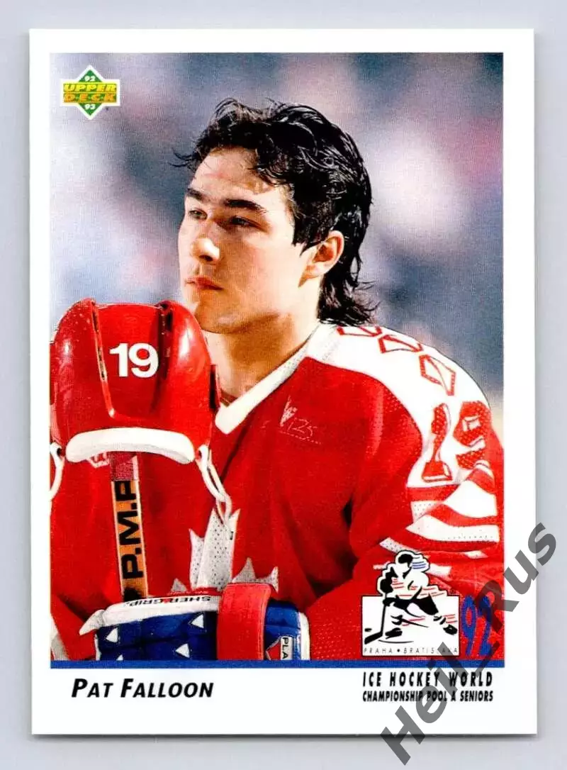 Хоккей. Карточка Pat Falloon/Пэт Фэллун (Канада) 1992-1993 Upper Deck НХЛ/NHL