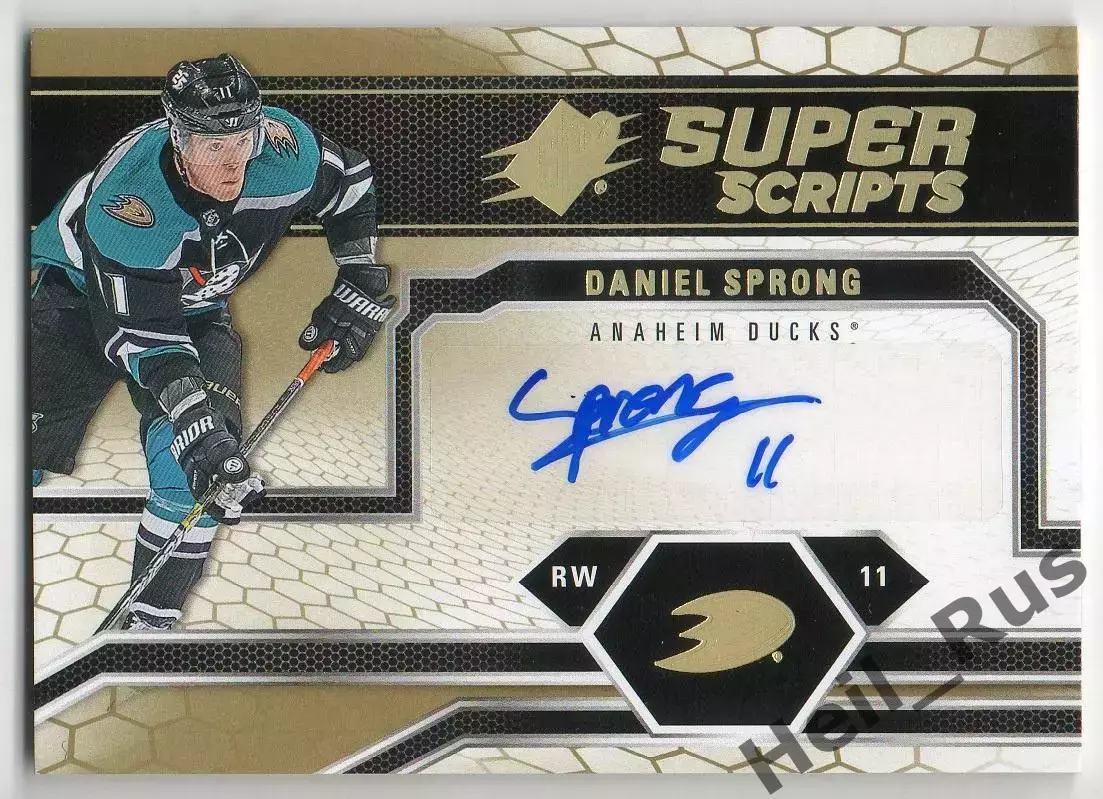 Карточка автограф Даниэль Спронг (Anaheim Ducks/Анахайм Дакс, ЦСКА) НХЛ/NHL/КХЛ