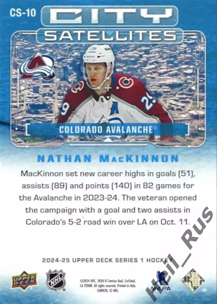 Карточка Nathan MacKinnon/Натан Маккиннон Colorado Avalanche/Колорадо НХЛ / NHL 1