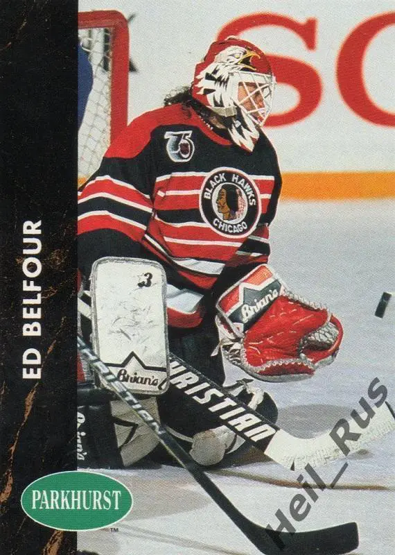 Хоккей; Карточка Ed Belfour / Эд Бельфор (Chicago Blackhawks / Чикаго) НХЛ/NHL