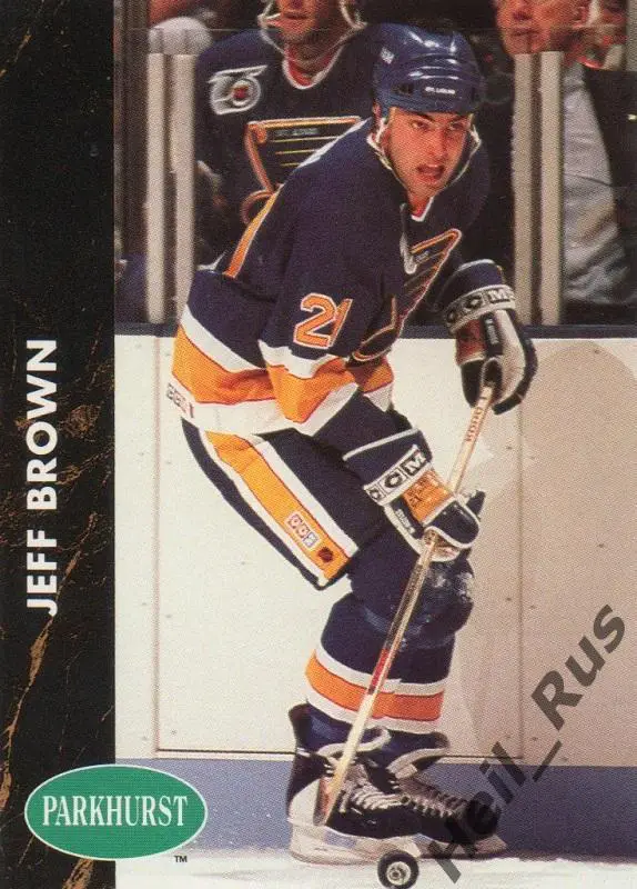Хоккей; Карточка Jeff Brown/Джефф Браун (St. Louis Blues/Сент-Луис Блюз) НХЛ/NHL