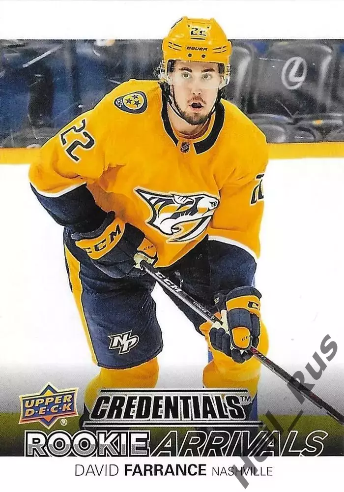 Карточка Дэвид Фарранс Nashville Predators/Нэшвилл Предаторз, Сибирь NHL/НХЛ/КХЛ