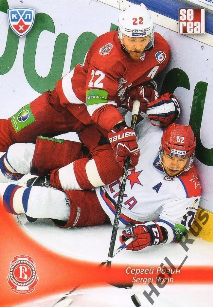 Хоккей. Карточка Сергей Розин (Витязь Чехов) КХЛ/KHL сезон 2013/14 SeReal