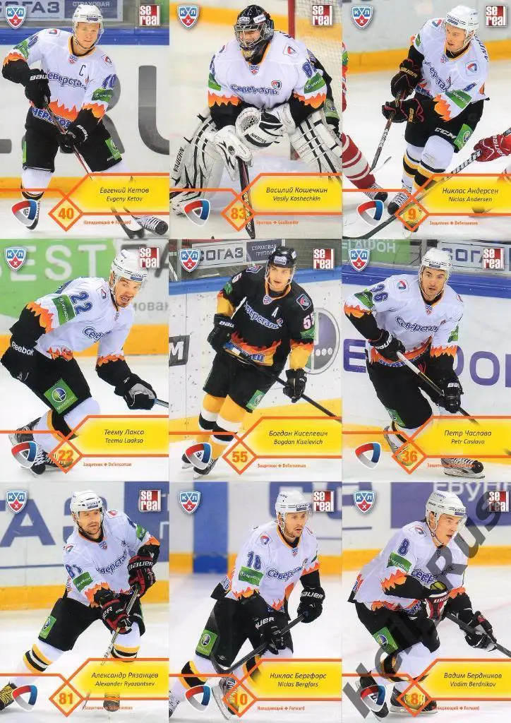 Хоккей. Северсталь Череповец 18 карточек КХЛ сезона 2012/13 Кошечкин, Шипачев +