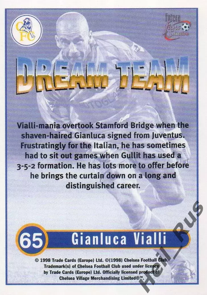 Футбол. Карточка Gianluca Vialli/Джанлука Виалли (Chelsea/Челси, Ювентус) 1998 1