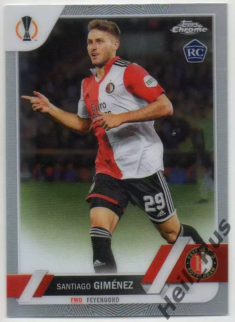 Футбол. Карточка Сантьяго Хименес Фейеноорд, Милан Лига Европы 2022-23 TOPPS