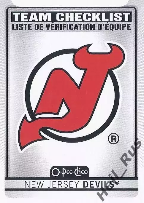 Карточка Чеклист Логотип/Эмблема New Jersey Devils/Нью-Джерси Девилз НХЛ/NHL