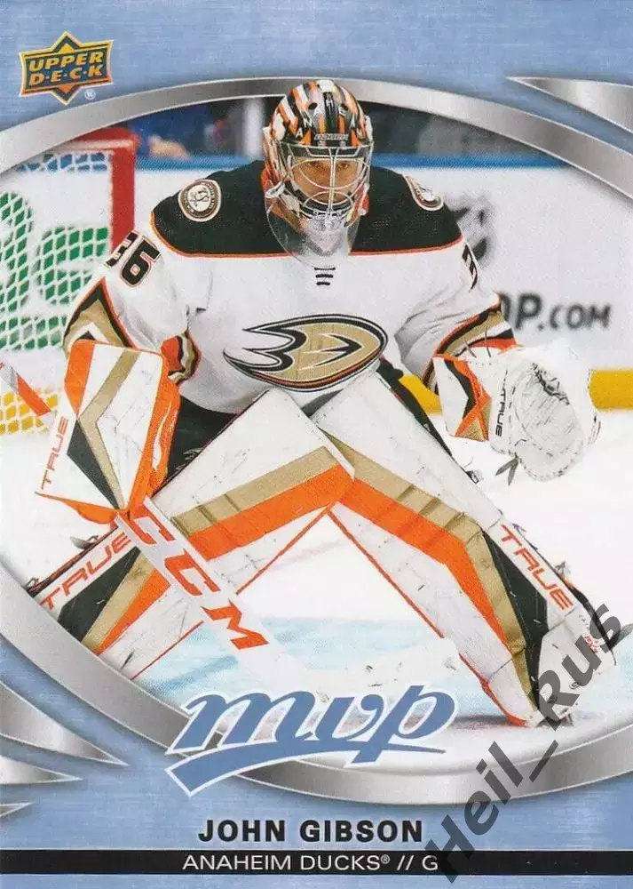 Хоккей; Карточка John Gibson/Джон Гибсон (Anaheim Ducks/Анахайм Дакс) НХЛ / NHL