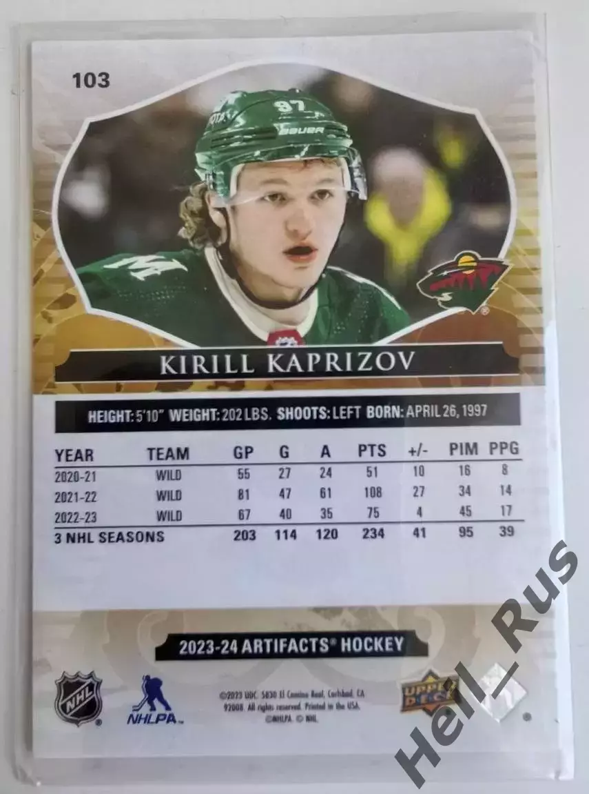 Карточка Кирилл Капризов Minnesota Wild/Миннесота ЦСКА/Салават Юлаев НХЛ/NHL КХЛ 1