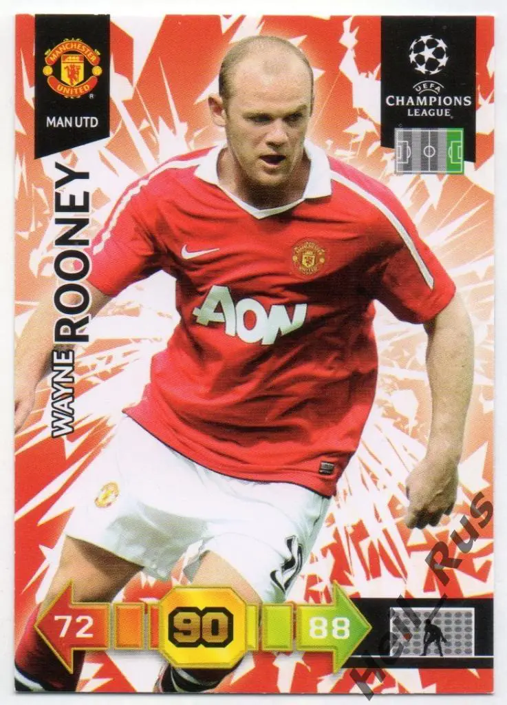 Футбол. Карточка Wayne Rooney/Уэйн Руни Манчестер Юнайтед Лига Чемпионов 2010-11