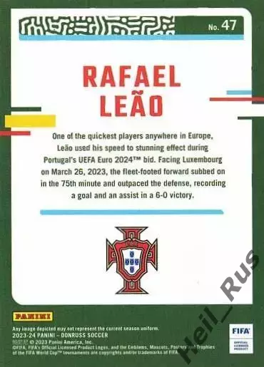 Футбол. Карточка Rafael Leao/Рафаэл Леау (Португалия/Милан/Лилль) Panini 2023/24 1