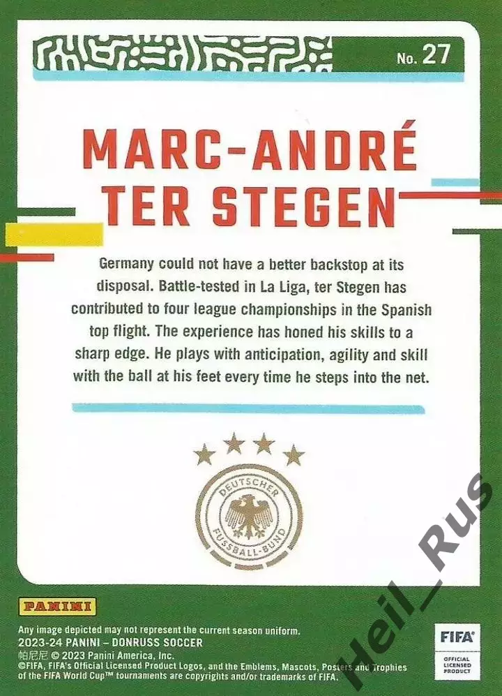 Карточка Marc-Andre ter Stegen/Марк-Андре тер Штеген Германия, Барселона Panini 1