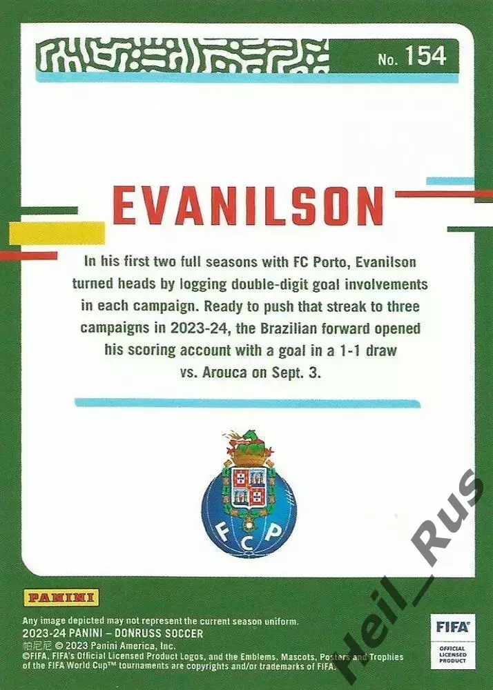 Футбол. Карточка Evanilson/Эванилсон (Порту, Борнмут, Флуминенсе) Panini 2023/24 1