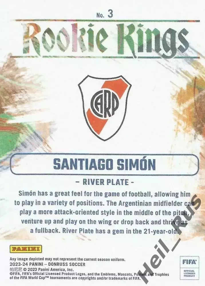 Футбол. Карточка Santiago Simon/Сантьяго Симон Ривер Плейт Panini/Панини 2023-24 1